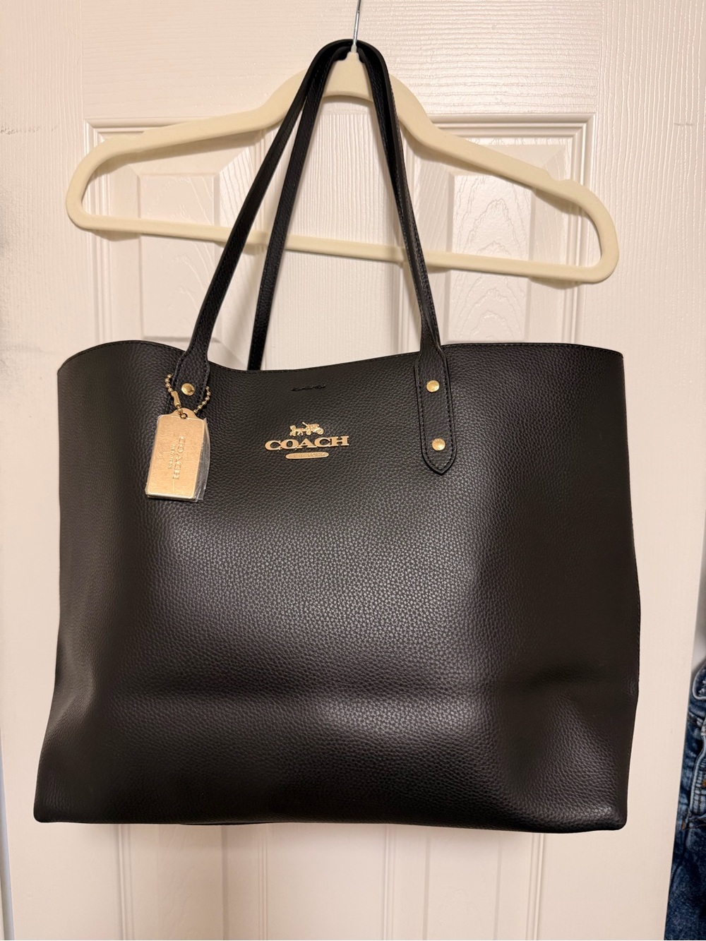 Coach Town Tote Black Leather Large Carryall NWT - Picture 2 of 11